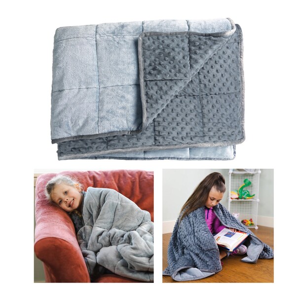Bouncybands Soft Fleece Weighted 10lb Medium Sensory Blanket for Kids, 65in. x 45in. LPWB10GY - main